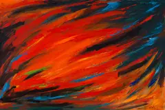 Worlds On Fire by Rita Letendre, 1999, oil on canvas, sold Mar 2024