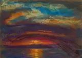 Sunset / Trees (verso) by Phillip Henry Howard Surrey, double-sided pastel on paper, sold Mar 2024