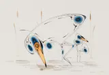 Herons by Eddy Cobiness, 1993, watercolour on paper, sold Feb 2024
