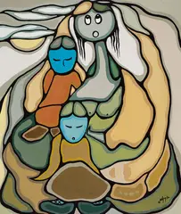 A Third Blessing by Daphne Odjig, 1980, acrylic on canvas, sold Feb 2024
