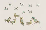 Affinity with the Spirit by Malaya Akulukjuk, 1986, stonecut and stencil on paper, sold Feb 2024