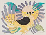 Festive Owl by Kenojuak Ashevak, felt tip pen on paper, sold Feb 2024