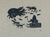 Presence of Mind by Helen Kalvak, stonecut on paper, sold Feb 2024