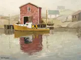 Atlantic Mist, Peggy's Cove by Tom Keith Roberts, oil on board, sold Feb 2024