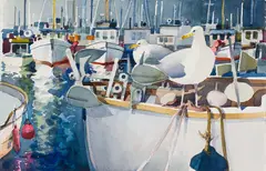 Fishing Fleet Inspection by Sam Black, watercolour on paper, sold Feb 2024