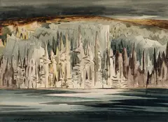 Last Light, Raven Lake, Haliburton by Carl Schaefer, 1962, watercolour on paper, sold Feb 2024