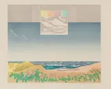 Sand, Wind & Sea by Anne Meredith Barry, woodcut on paper, sold Feb 2024