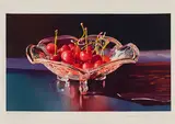Cherries Ripe by Mary Frances Pratt, 2000, colour woodcut, sold Feb 2024