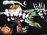 Untitled (Pink House) by Shary Boyle, 2007, ink and gouache on paper, sold Jan 2024