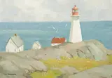 The Most Easterly Point in Canada, Cape Spear, Newfoundland by Tom Keith Roberts, oil on board, sold Jan 2024