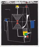 Atomic Fountain by B. C. Binning, serigraph on paper, sold Jan 2024