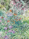 Lythrum and Lilies by Rebecca Perehudoff, 1991, acrylic on canvas, sold Jan 2024