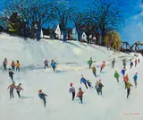 Skaters in Fredericton by Molly Joan Lamb Bobak, oil on board, sold Nov 2023