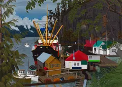 Echo Bay, Gilford Island by E. J. Hughes, 1963, oil on canvas, sold Nov 2023