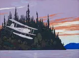 Float Plane Coming in for a Landing by Frank Hans Johnston, 1927, tempera on paper board, sold Nov 2023