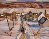 St Mathieu, Rimouski by A. Y. Jackson, oil on board, sold Nov 2023
