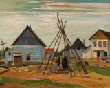 Indian Village, Fort Resolution, Great Slave Lake by A. Y. Jackson, oil on board, sold Nov 2023