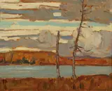 October, Canoe Lake by A. Y. Jackson, 1914, double-sided oil on board, sold Nov 2023