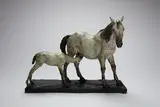 Camargue Mare and Foal by Joseph Hector Yvon Fafard, bronze sculpture with patina, sold Nov 2023