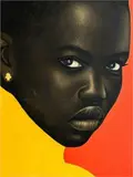 Atelier by Franklin Ndibam, oil on canvas, offered Jun 2024