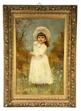 Young Girl With Daisey by Josephine Page, oil on canvas, sold Jul 2025