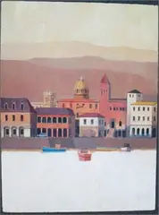 Italian Tranquility by Herb Mears, oil on panel, sold Aug 2025