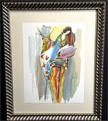 Relaxing by Itzchak Tarkay, watercolor, sold Aug 2026