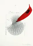 Top 12 Popsongs (taktweise) 78 Akustische Impulse by Jorinde Voigt, 2010, Rote Tusche über Lithographie auf festem Velin, sold May 2014