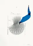 Top 12 Popsongs (taktweise) 78 Akustische Impulse by Jorinde Voigt, 2010, Blaue Tusche über Lithographie auf festem Velin, sold May 2014