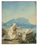 Blick auf den Monte Pellegrino by Carl Wilhelm von Heideck, 1857, Aquarell auf genarbtem Papier, sold May 2014