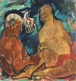 Berührung by Jan Oeltjen, Um 1923, Öl auf Leinwand, sold May 2014