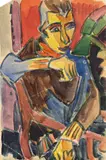 Sitzender Mann by Willy Robert Huth, 1921, Aquarell und Bleistift auf Postkarte, sold May 2014