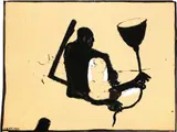 Lektion by Max Neumann, 1984, Tempera auf Papier, auf Papier aufgezogen, sold May 2014