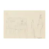 Pier at Wrightsville Beach by Claude Howell, Ink and pencil on paper, sold Dec 2025
