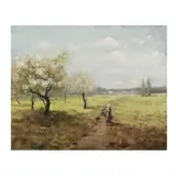 Spring Landscape with Figure by Gari Melchers, Oil on canvas (lined), sold Dec 2025