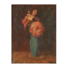 Still Life with Flowers by Earl Kerkam, Oil on board, sold Dec 2025
