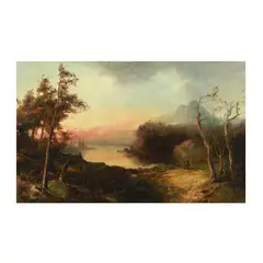 Hudson River Landscape with Encampment and Indians by Andrew Melrose, Oil on canvas, sold Dec 2025