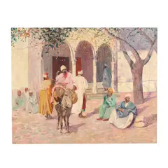 Courtyard Scene by Caleb Arnold Slade, Oil on canvas, sold Dec 2025