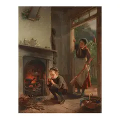 The Little Truant by William Hahn, Oil on canvas (lined), sold Dec 2025