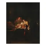 Candlelit Feast by Johannes Rosierse, Oil on canvas (lined), sold Dec 2025
