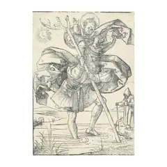 St. Christopher by Hans Sebald Beham, Woodcut on laid paper, sold Dec 2025