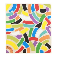 Large Colorful Abstract Painting by Sam Ezell, Oil on canvas, sold Nov 2025