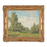 Small Landscape with Cows by Charles J. Kelsey, Oil on canvas, sold Nov 2025