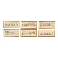 Six Framed Prints from Naughty Dogs of Paris by Boris O'Klein, Each a hand-colored etching and aquatint, sold Nov 2025