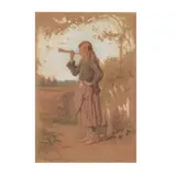 Girl with Trumpet by Hugh Newell, Watercolor and gouache on paper, sold Nov 2025