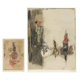Two Framed Abstract Prints by Johnny Friedlaender, Each an etching and aquatint in colors, sold Nov 2025