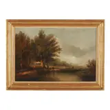 Anglers by a Pond by Charles Peter Pitt, Oil on canvas (lined), sold Nov 2025