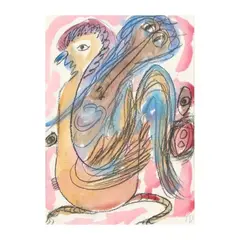 Untitled (Woman, Bird, and Snake) by Thornton Dial, Sr., Watercolor, sold Oct 2025