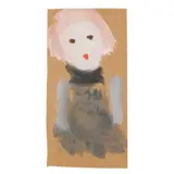 Portrait of a Pink-Haired Girl by Sybil Gibson, Watercolor and gouache on grocery bag fragment, sold Oct 2025