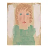 Portrait of a Red Haired Woman by Sybil Gibson, Watercolor and tempera on brown grocery bag, sold Oct 2025
